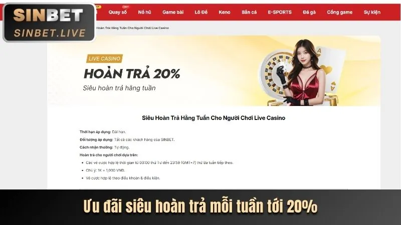Hoàn trả thể thao hàng tuần xibet